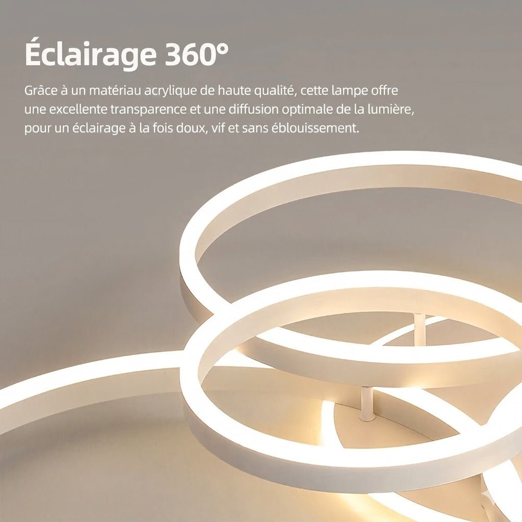 Plafonnier LED Anneaux Entrelacés Blanc - Blanc 6 Cercles LED