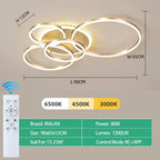 Plafonnier LED Anneaux Entrelacés Blanc - Dorée 4 Cercles LED