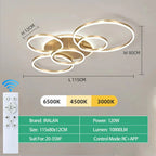 Plafonnier LED Anneaux Entrelacés Blanc - Noir 5 Cercles LED