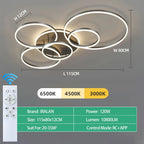 Plafonnier LED Anneaux Entrelacés Blanc - Noir 5 Cercles LED