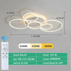 Plafonnier LED Anneaux Entrelacés Blanc - Noir 5 Cercles LED