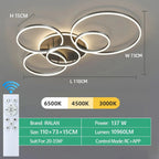Plafonnier LED Anneaux Entrelacés Blanc - Noir 5 Cercles LED