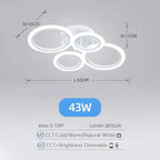 Plafonnier LED Cercles avec Télécommande - 4 Cercles