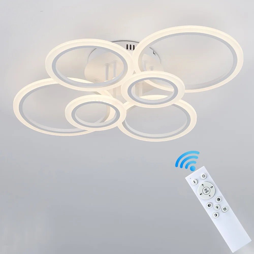 Plafonnier LED Cercles avec Télécommande - 6 Cercles