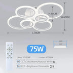 Plafonnier LED Cercles avec Télécommande - 6 Cercles