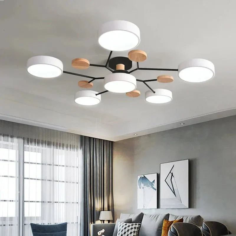 Plafonnier LED Contemporain Plat - Blanc 6 lampes