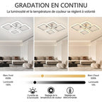 Plafonnier LED Moderne Géométrique Carré - 8 Têtes