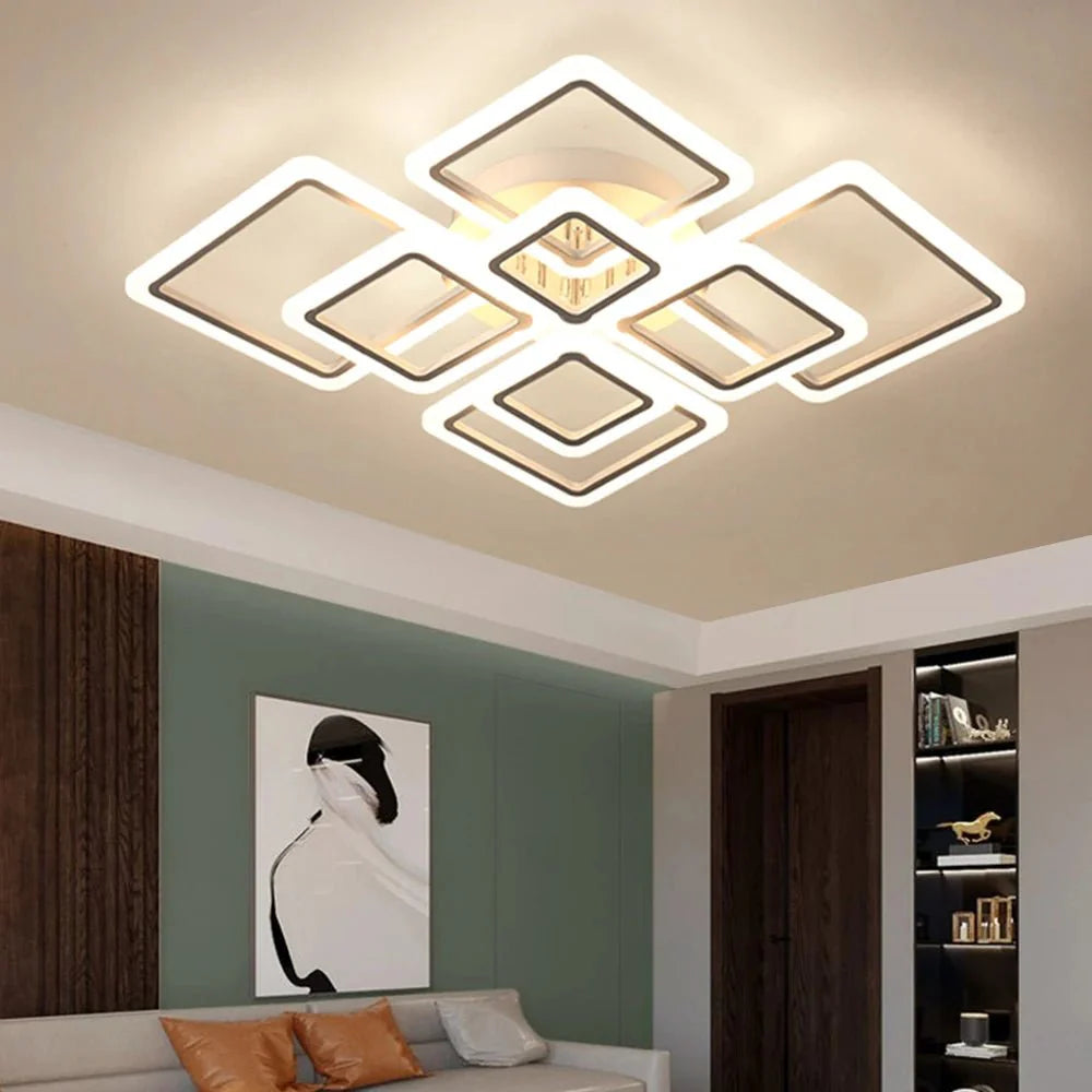 Plafonnier LED Moderne Géométrique Carré - 8 Têtes