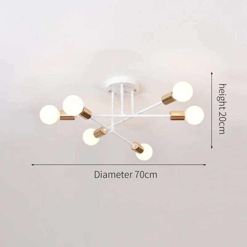 Plafonnier Luminaire Spoutnik Laiton - Blanc et dorée