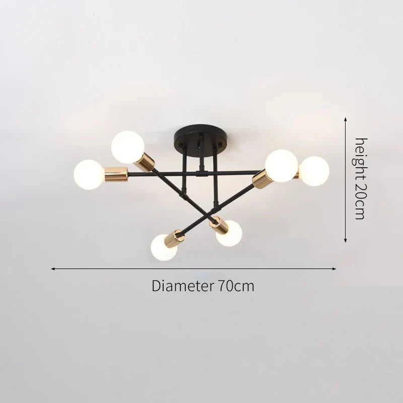 Plafonnier Luminaire Spoutnik Laiton - Noir