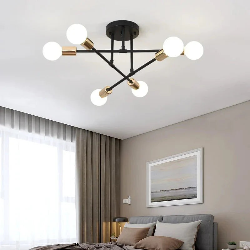 Plafonnier Luminaire Spoutnik Laiton - Noir et dorée