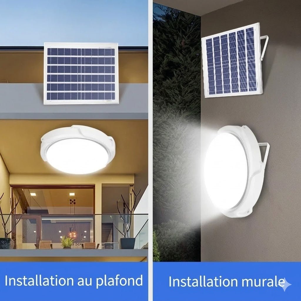 Plafonnier Solaire Extérieur LED avec Télécommande - 100w - Diamètre 19