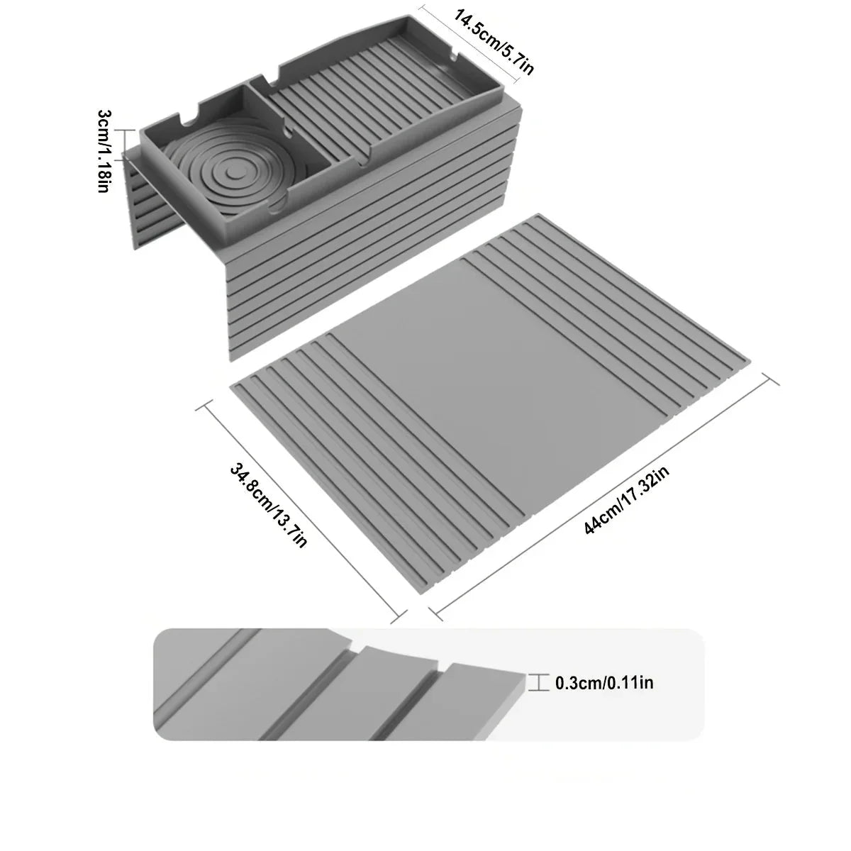 Plateau pour Accoudoir Canapé en Silicone - Gris