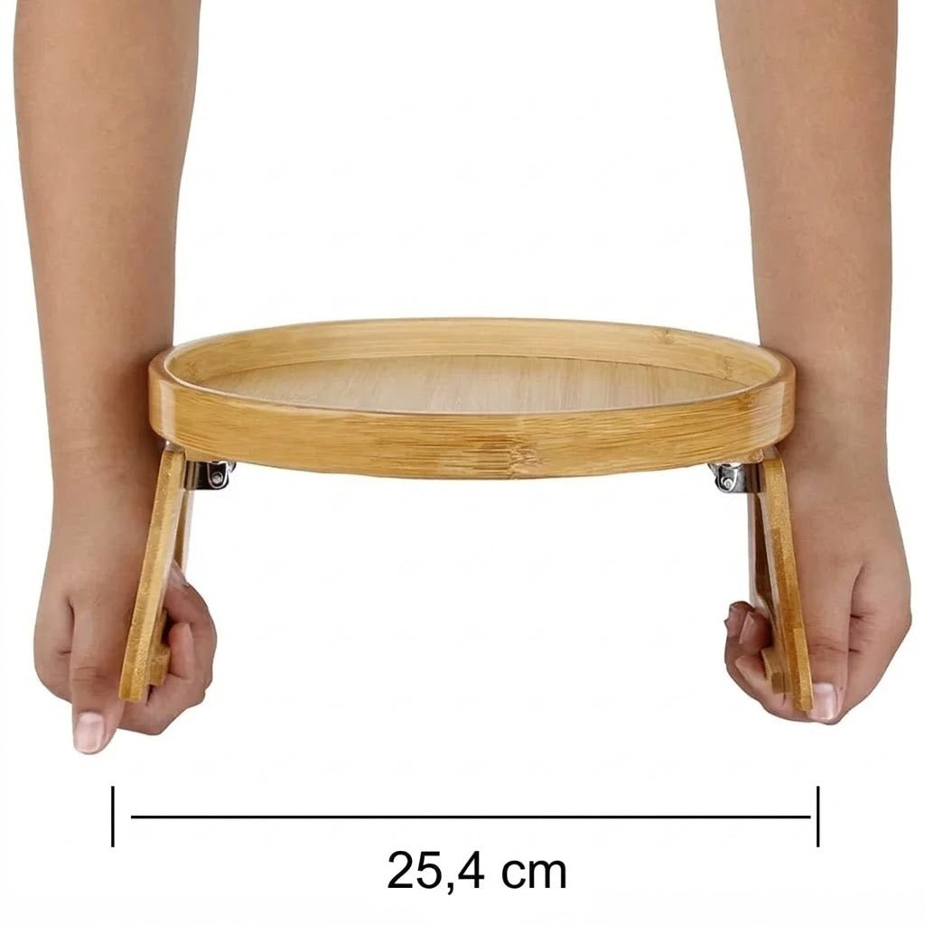 Plateau Rond Bois pour Accoudoir Canapé -