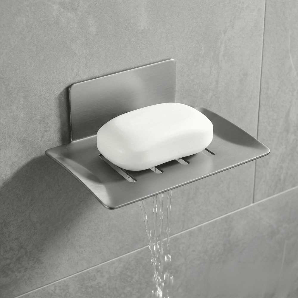Porte Savon Incliné Noir avec Écoulement - Gris