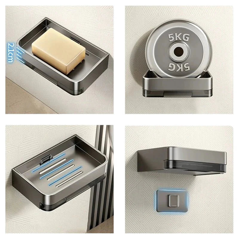 Porte Savon Mural Sans Écoulement - Gris