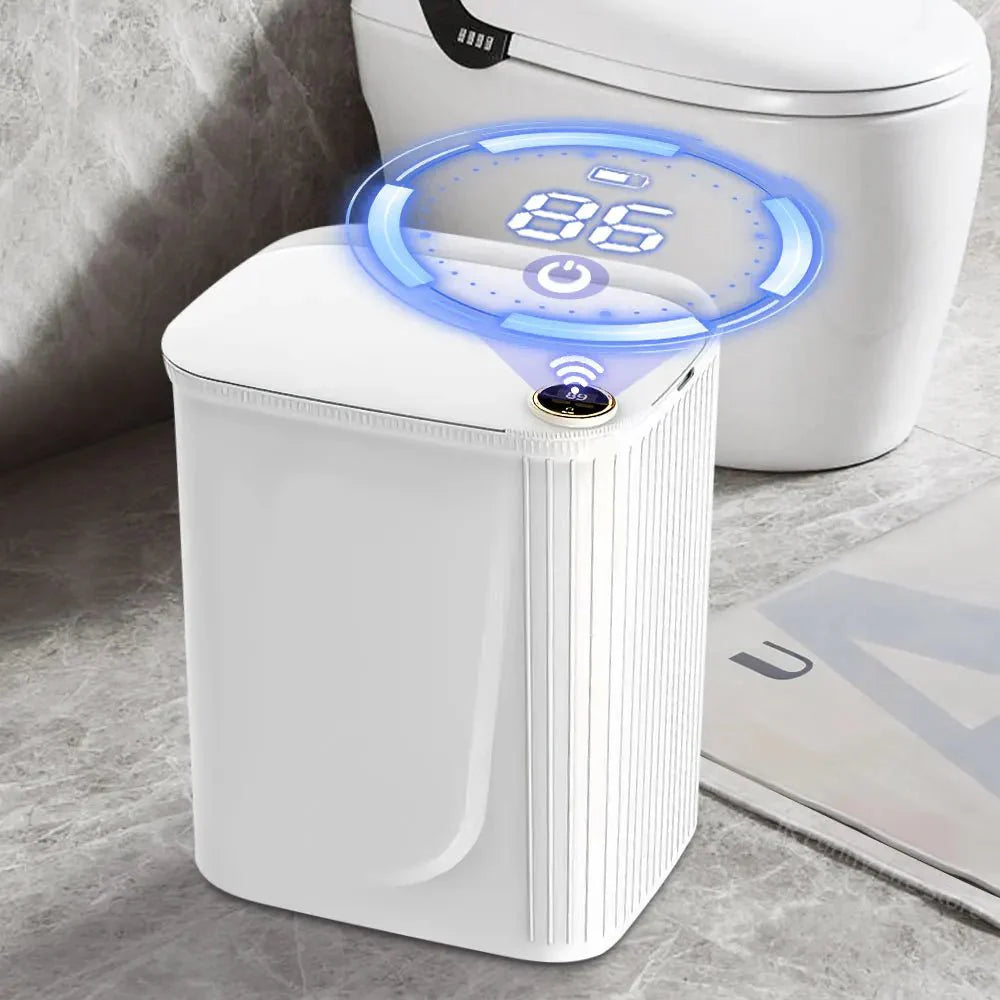Poubelle Automatique 20L avec Affichage Batterie & Lumière Bleu -
