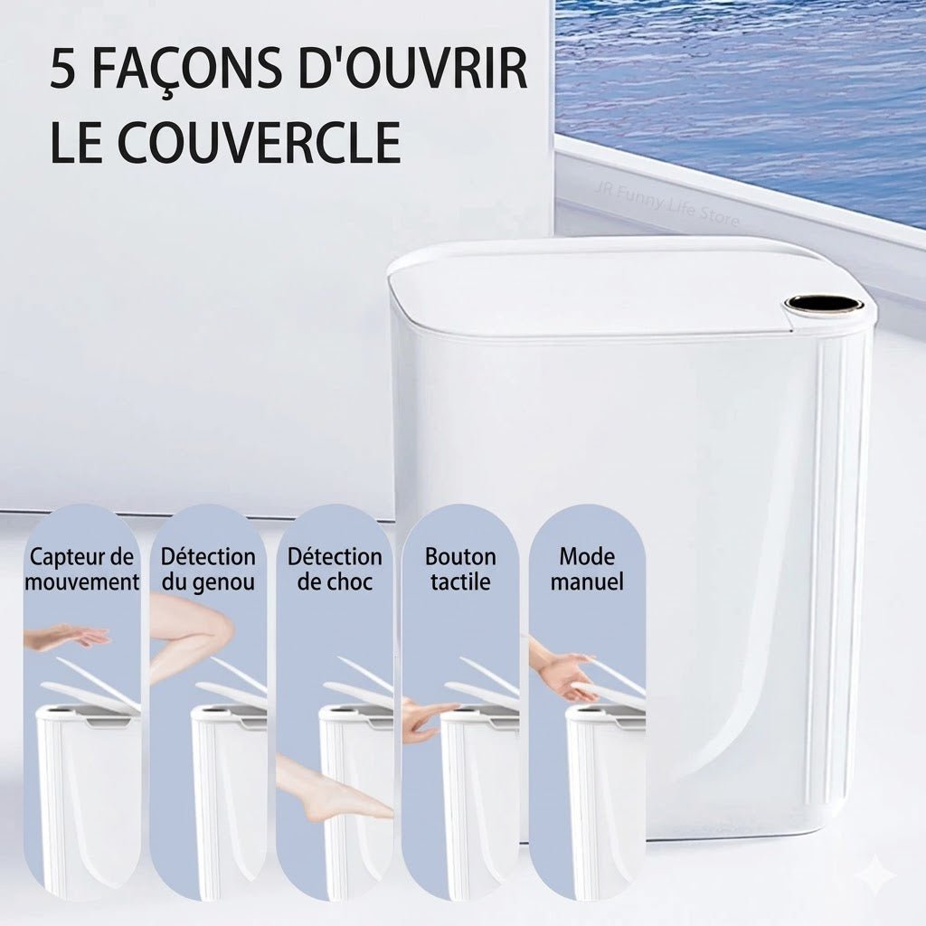 Poubelle Automatique 20L avec Affichage Batterie & Lumière Bleu -