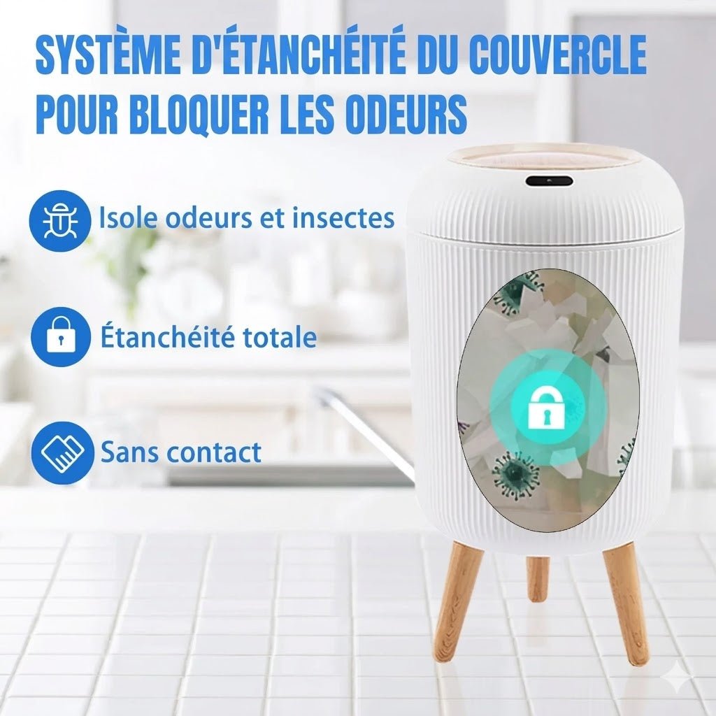 Poubelle Automatique Design Scandinave 10L - Blanc