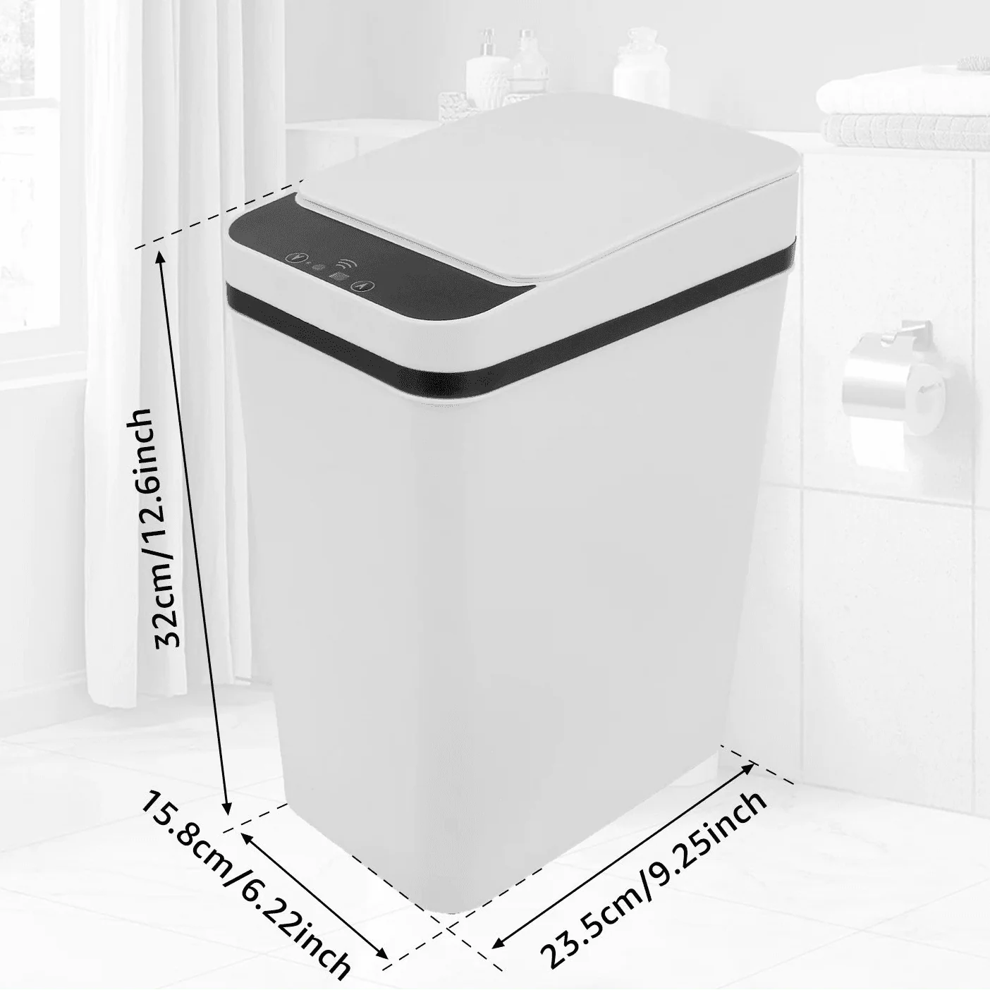 Poubelle Automatique Rectangulaire 12L - Blanc