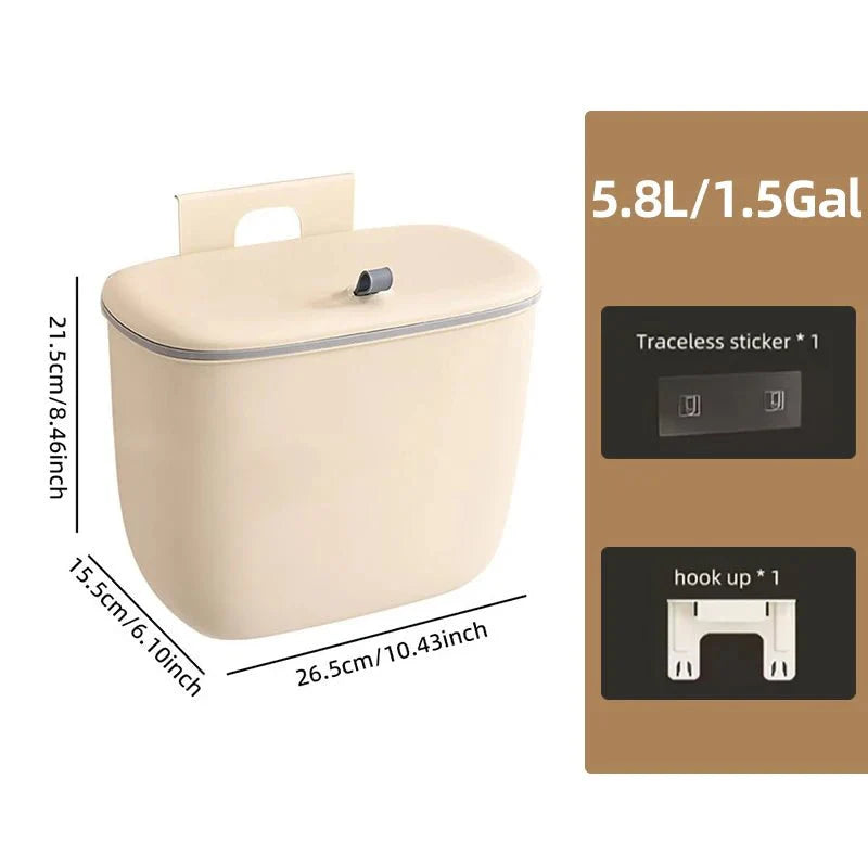 Poubelle Cuisine Suspendue avec Couvercle - 5.8L