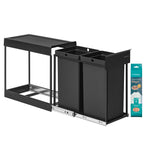 Poubelle de Cuisine Encastrable Sous Evier Tri Selectif 2 Bacs - 48,6 x 25,4 x 44 cm (L x l x H)