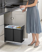 Poubelle de Cuisine Encastrable Sous Evier Tri Selectif 2 Bacs - 48,6 x 25,4 x 44 cm (L x l x H)