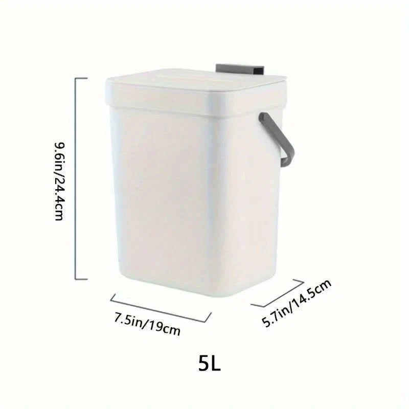 Poubelle de Porte de Placard Cuisine - Blanc 5L