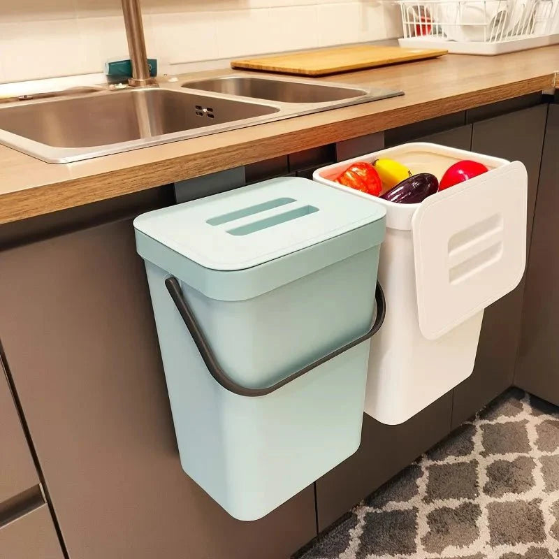Poubelle de Porte de Placard Cuisine - Bleu 3L
