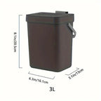 Poubelle de Porte de Placard Cuisine - Noir 3L