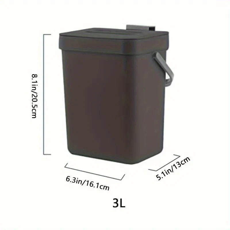 Poubelle de Porte de Placard Cuisine - Noir 3L