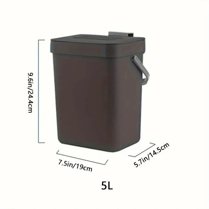 Poubelle de Porte de Placard Cuisine - Noir 5L