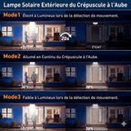Projecteur LED Grand Angle avec Télécommande & Panneau Solaire Déporté -