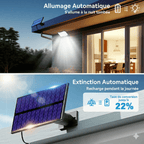 Projecteur LED Grand Angle avec Télécommande & Panneau Solaire Déporté -