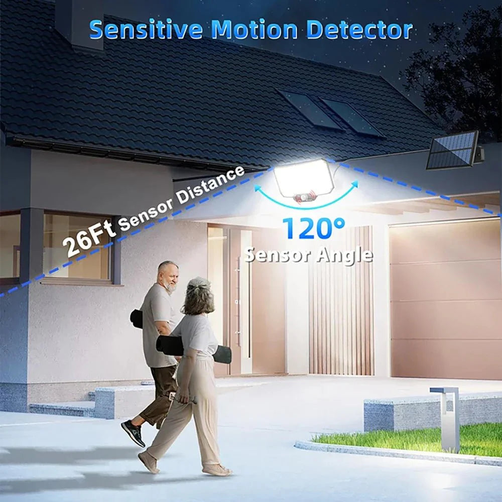 Projecteur LED Grand Angle avec Télécommande & Panneau Solaire Déporté -