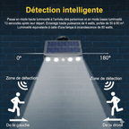 Projecteur LED Solaire Détecteur de Mouvement Noir - Blanc froid
