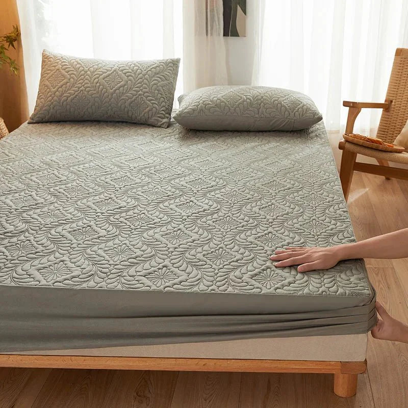 Protège Matelas Matelassé Imperméable Grand Confort - Gris