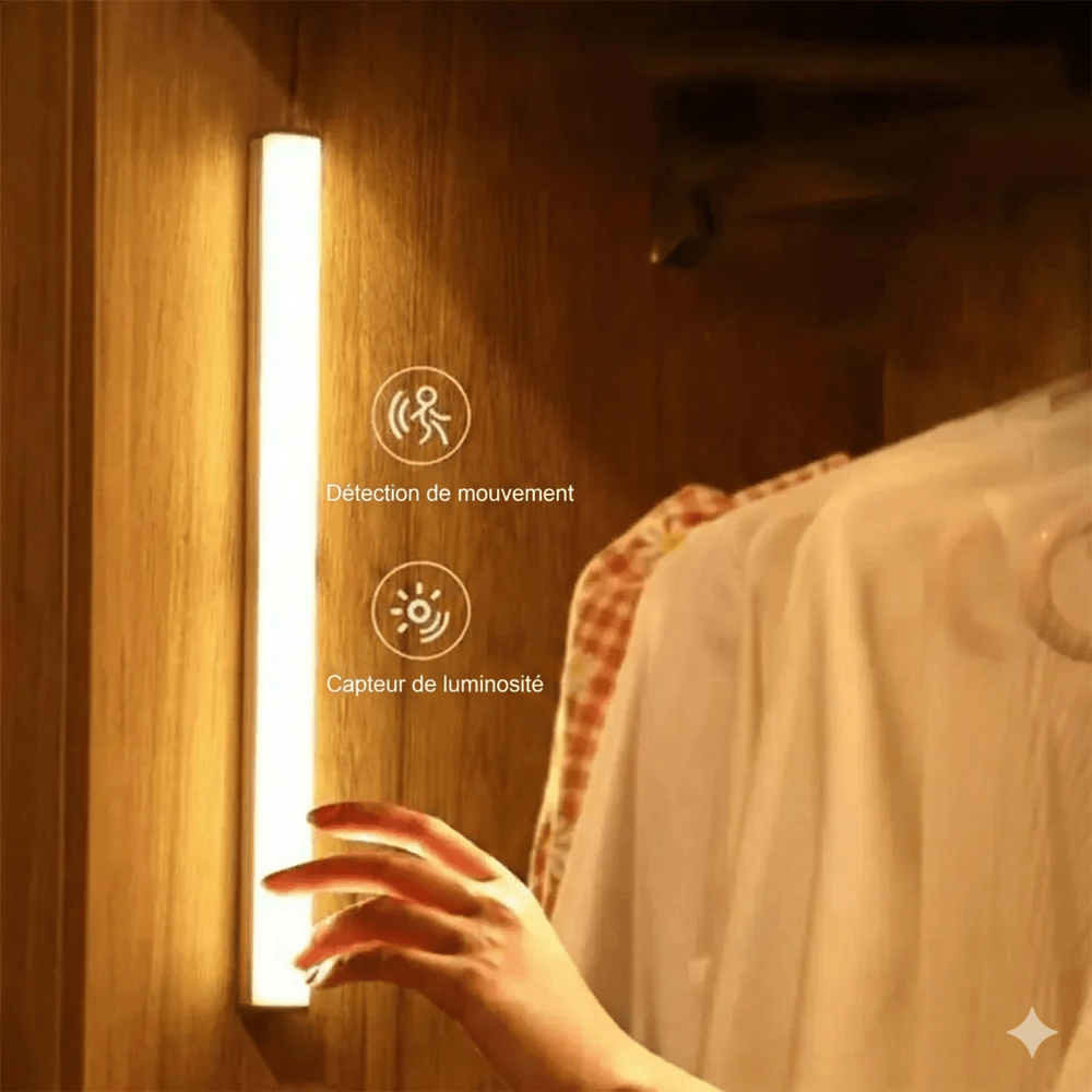 Reglette LED Rechargeable avec Détecteur de Mouvement - Blanc chaud