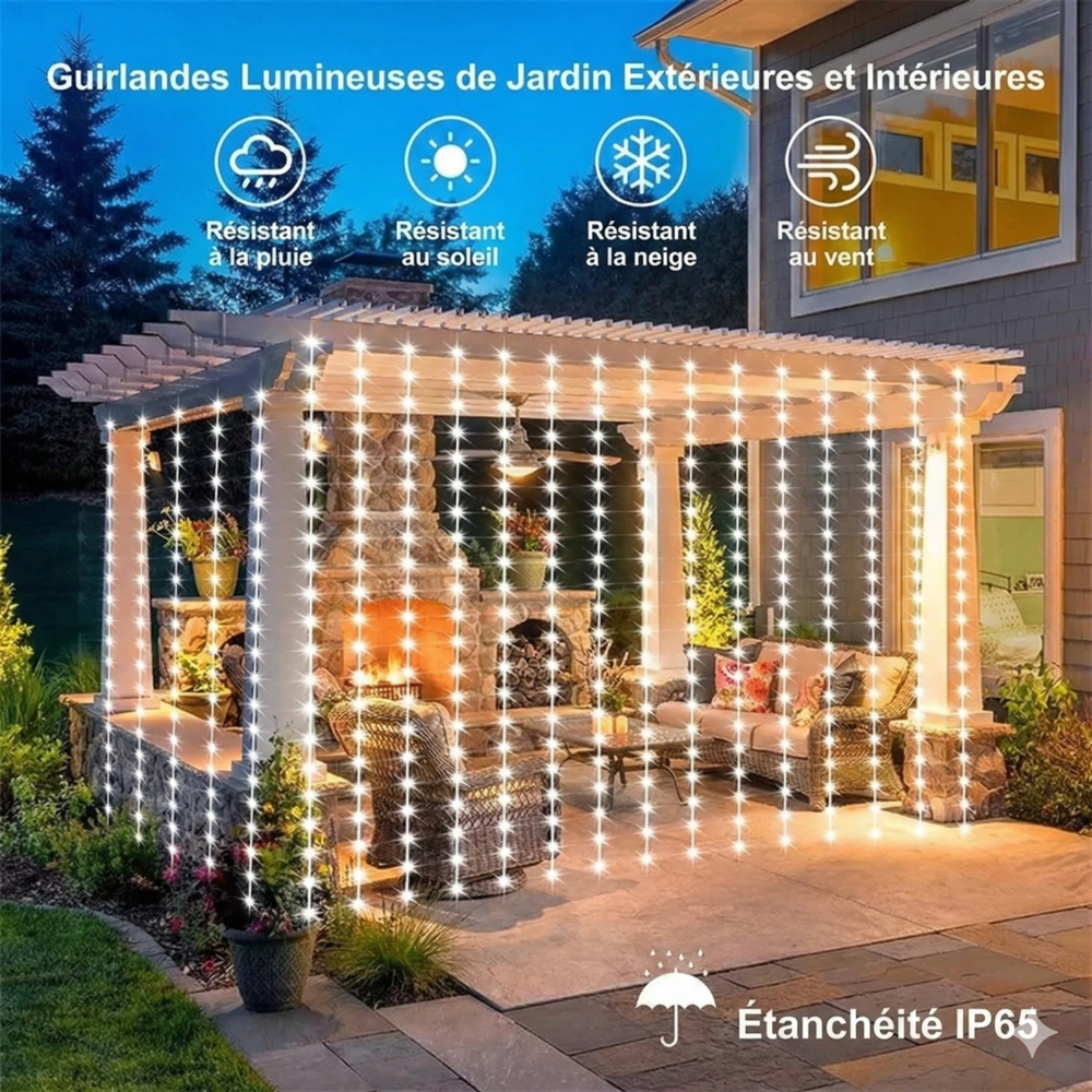 Rideau Guirlande Solaire - Multicolore