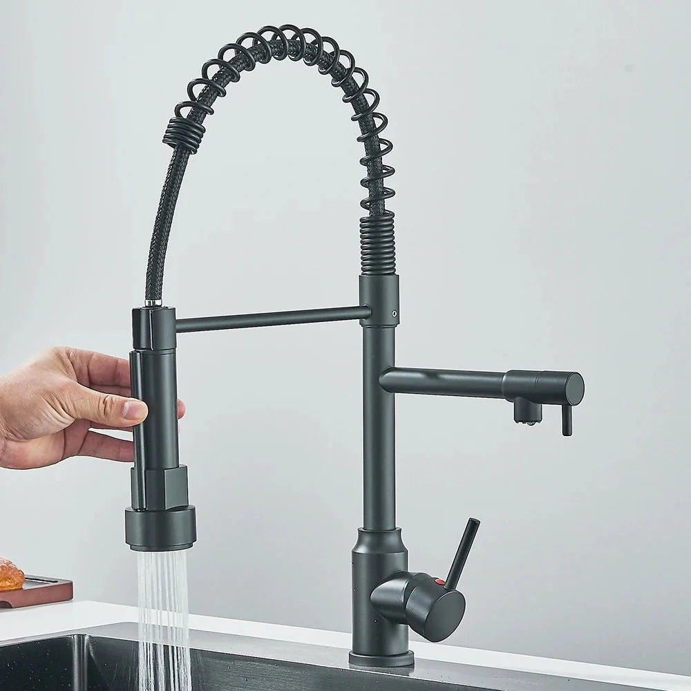 Robinet Cuisine Industriel avec Douchette et Ressort Flexible - A