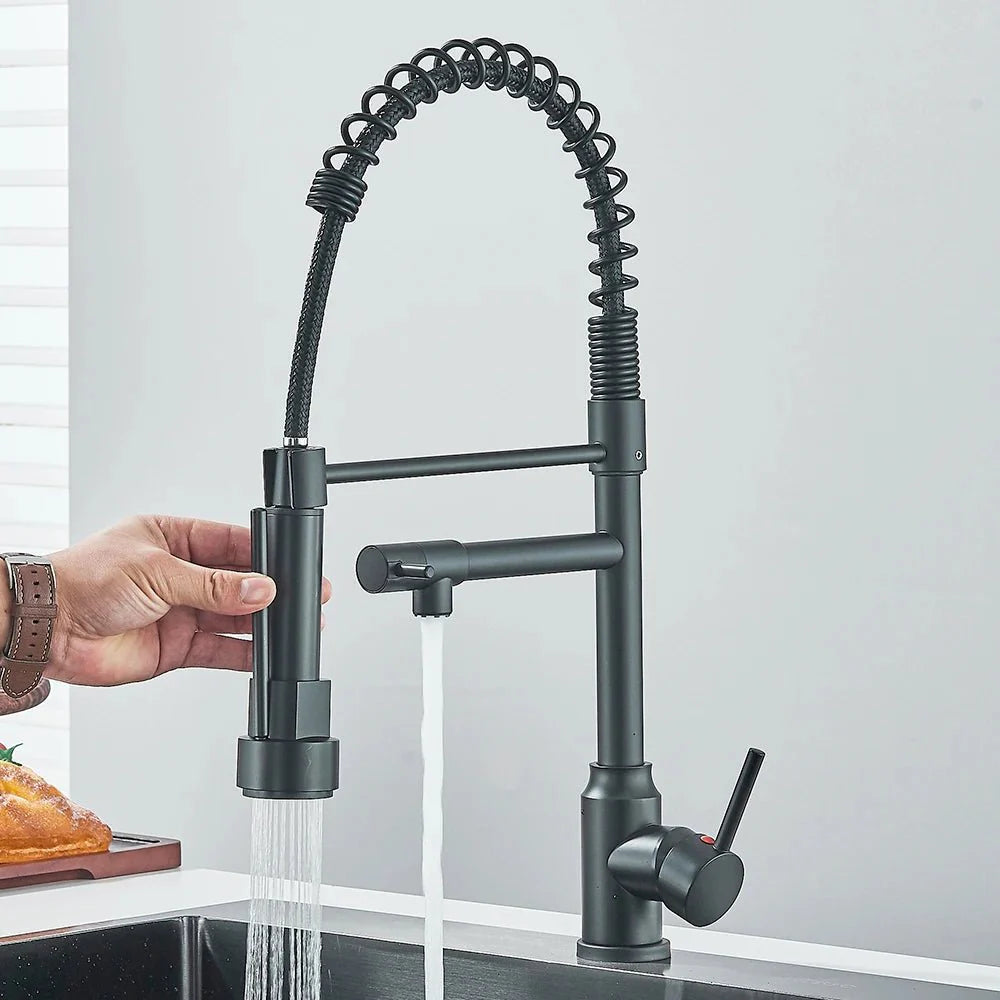 Robinet Cuisine Industriel avec Douchette et Ressort Flexible - A
