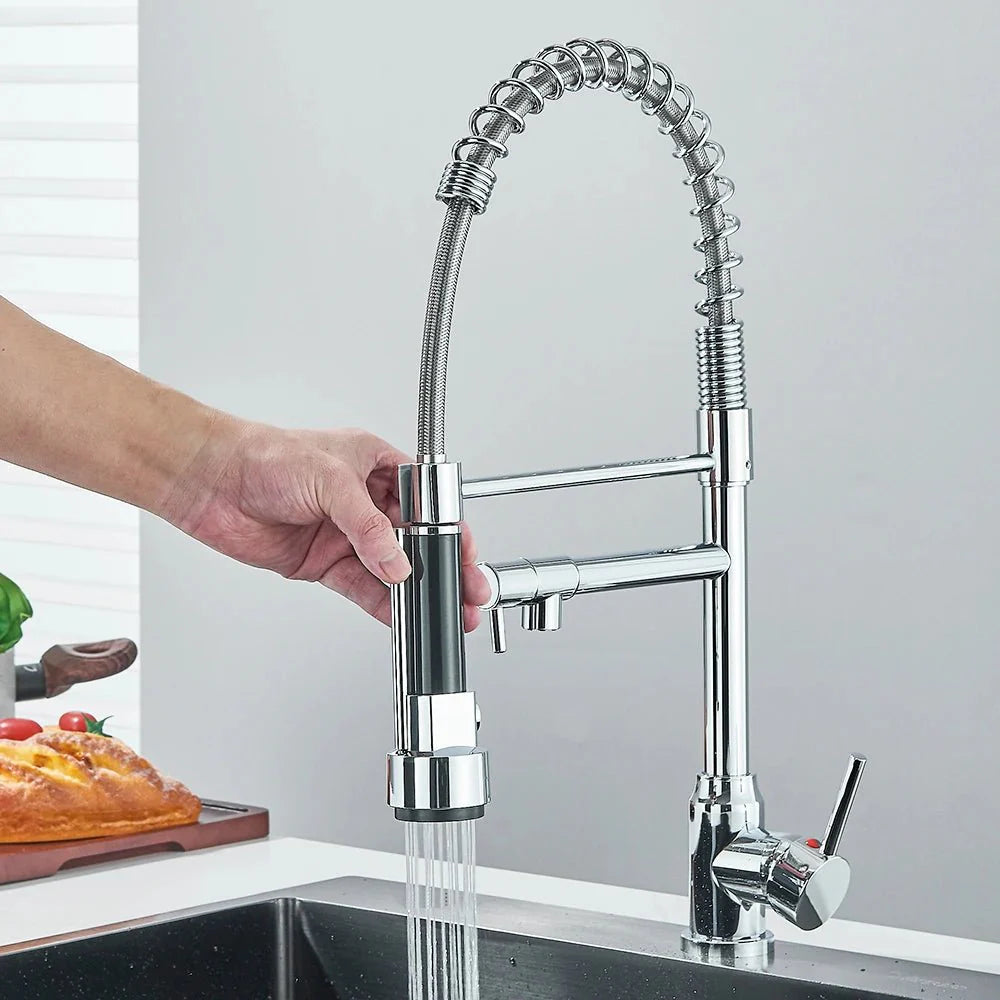Robinet Cuisine Industriel avec Douchette et Ressort Flexible - A