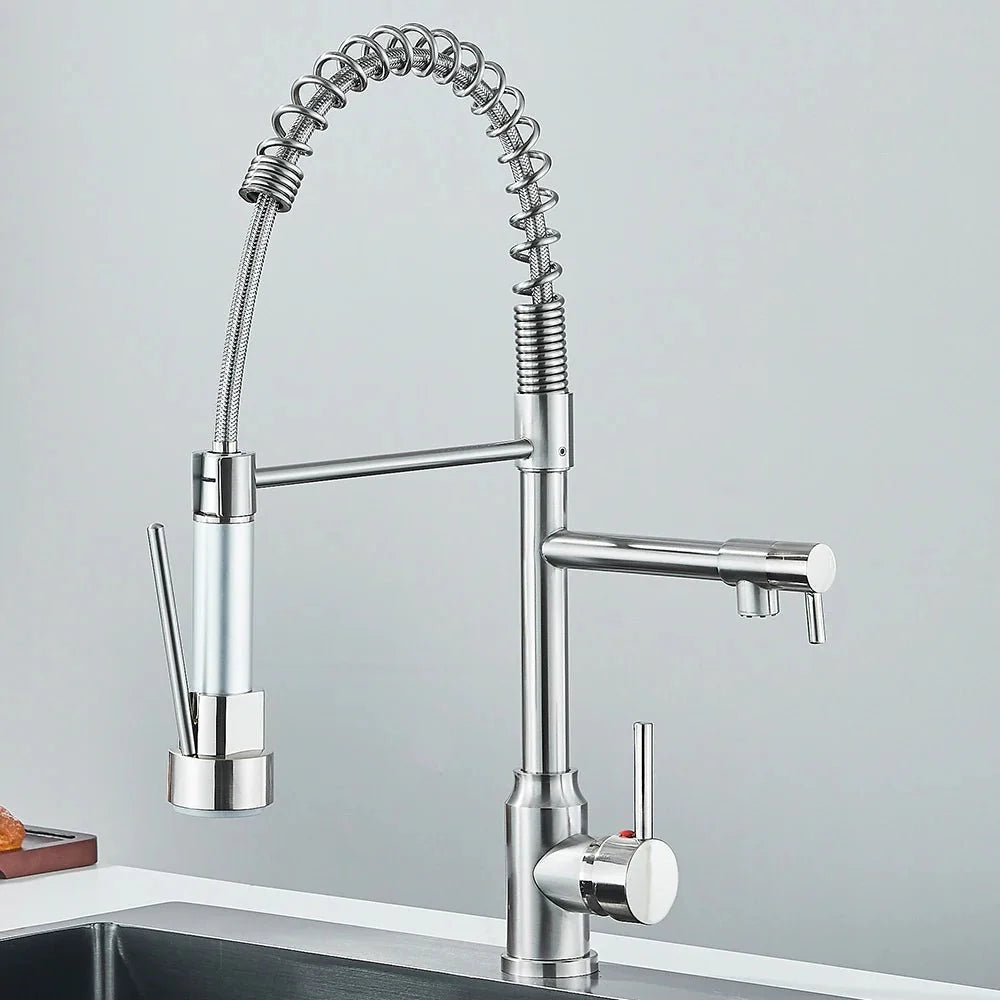 Robinet Cuisine Industriel avec Douchette et Ressort Flexible - B