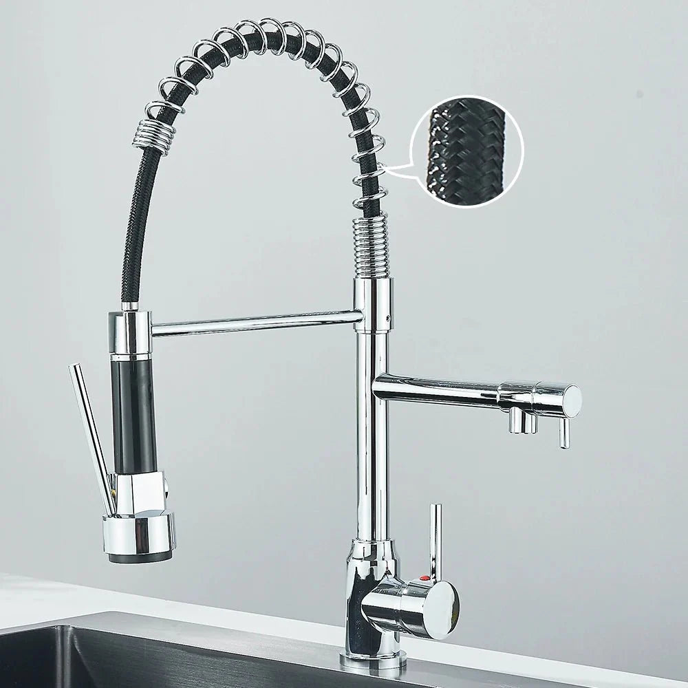 Robinet Cuisine Industriel avec Douchette et Ressort Flexible - E