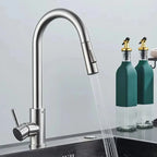 Robinet de Cuisine Gris en Acier avec Douchette - A