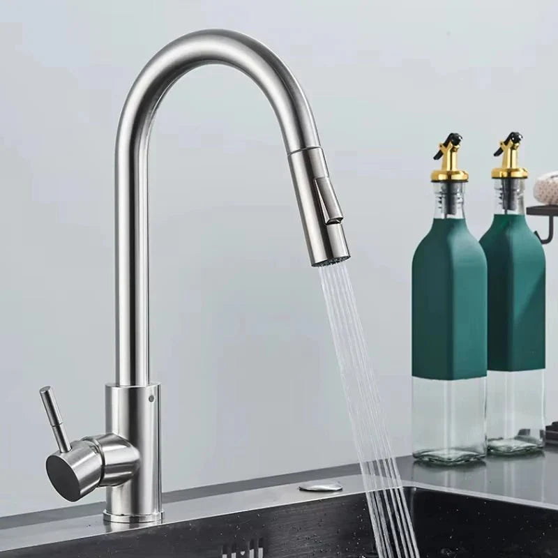 Robinet de Cuisine Gris en Acier avec Douchette - A
