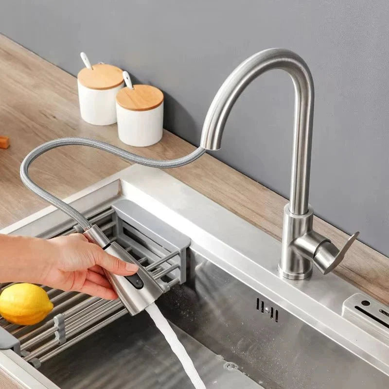 Robinet de Cuisine Gris en Acier avec Douchette - A