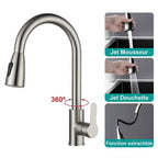 Robinet de Cuisine Gris en Acier avec Douchette - D