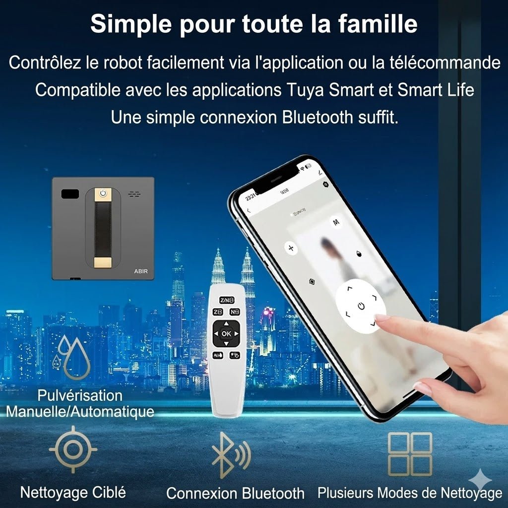Robot Lave - Vitre Carré 3000 Pa - Blanc