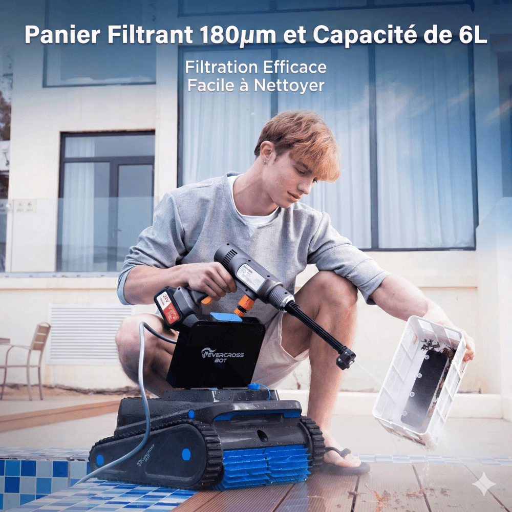 Robot Nettoyeur Piscine Fond Parois et Ligne d'Eau -